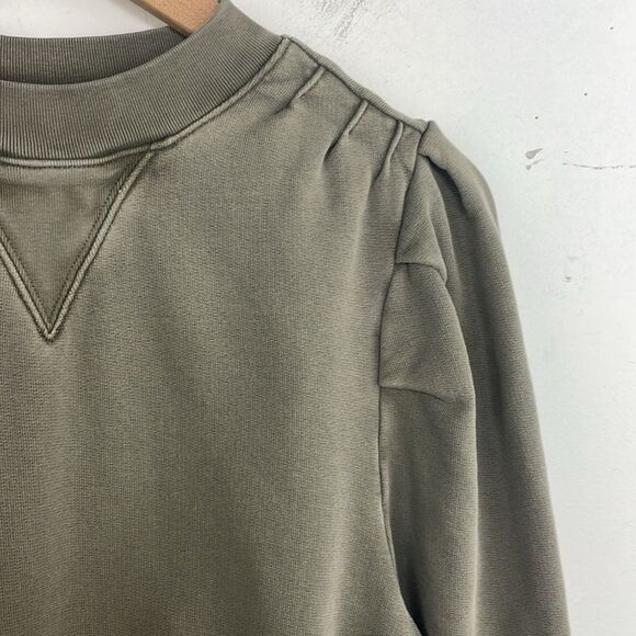 Frame Womens Long Sleeve Crew Neck Sweatshirt Green Cotton Size Small Petite - Picture 4 of 12